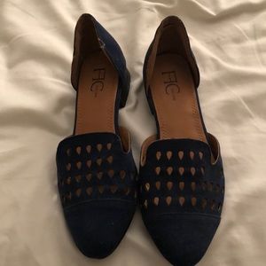 Blue flat slip on shoe